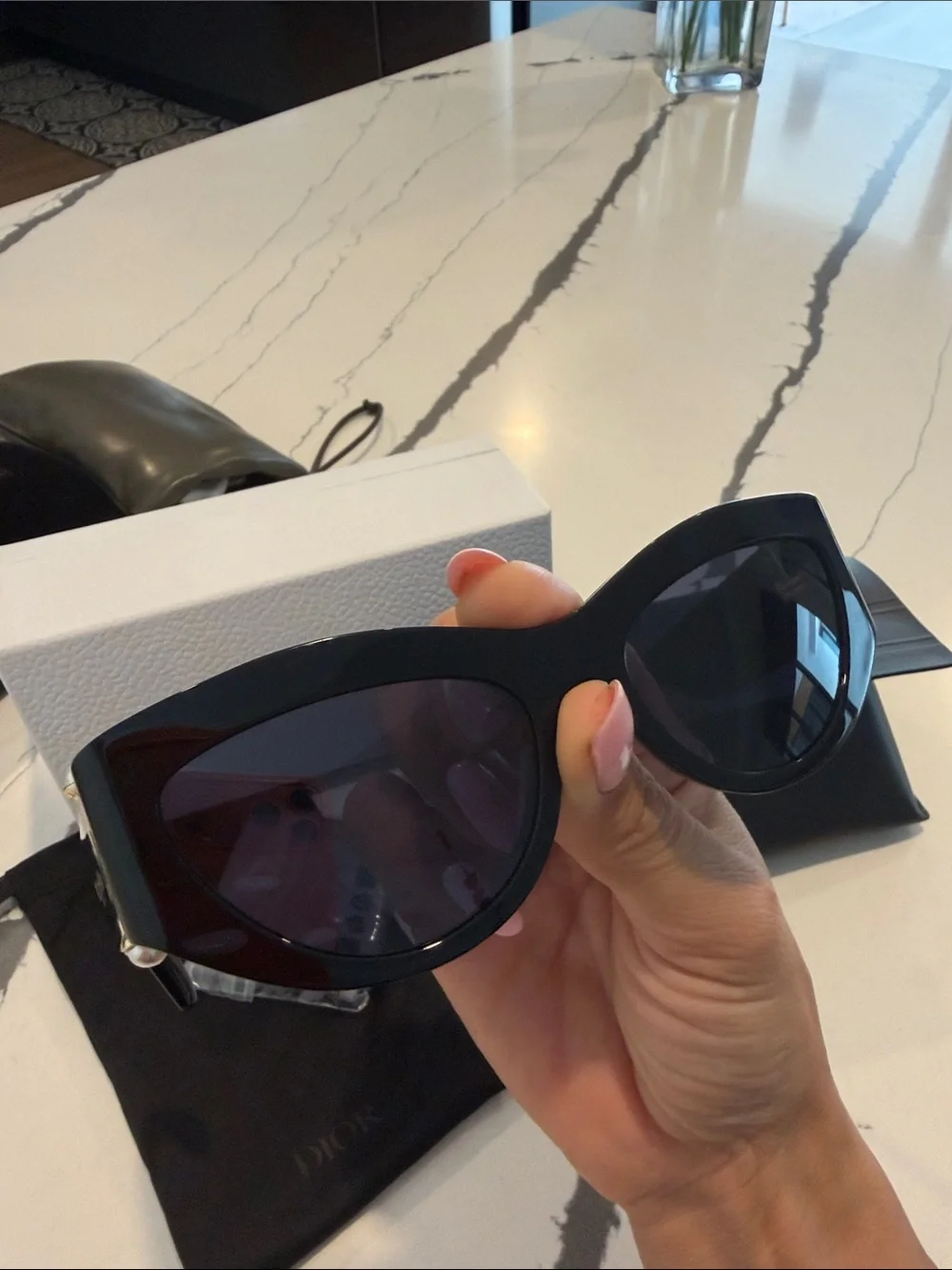 Dior Black Cat-Eye Sunglasses with Dark Lenses